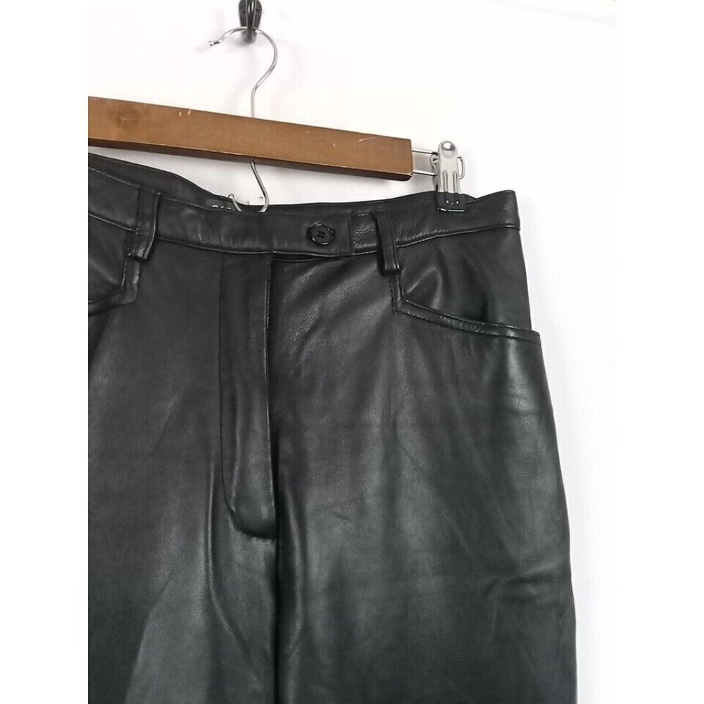 Garson Pants Women's Leather Size 10 Black Riding Motorcycle Biker - Picture 6 of 16